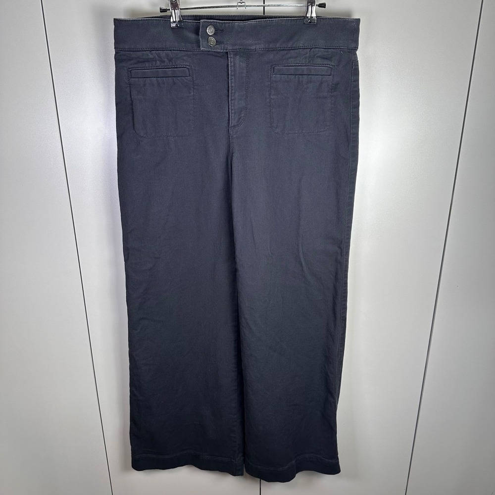 LOFT Palmer Wide Leg Pants Women's Size 10 Charcoal Gray Casual Trousers‎